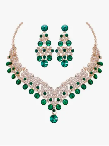 Shining Diva Fashion Latest Stylish Design Fancy Wedding Party Crystal Diamonds Necklace Jewellery Set for Women 50+ bought